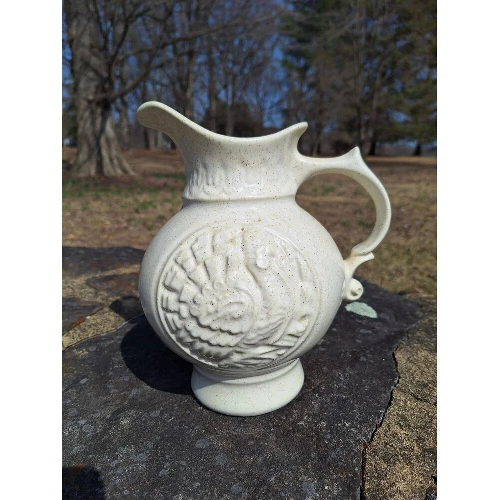 Vintage McCoy Embossed Turkey Pitcher: Thanksgiving Fall Decor